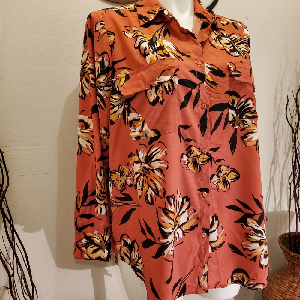 Madison Curvy,Top Floral Blouse Plus Size 2Xl - Picture 3 of 11